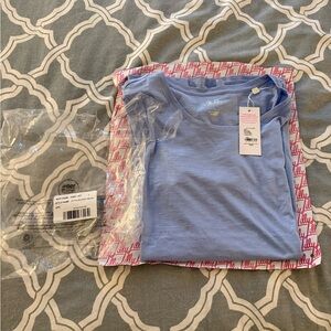 Lilly Pulitzer Etta Scoop Neck Tee light blue Size L NWT
